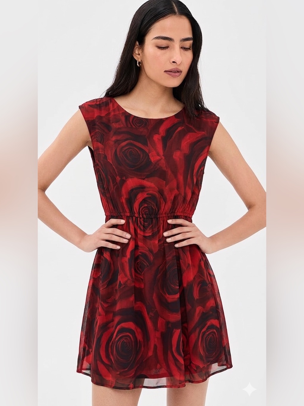 Alice + Olivia Nwt Silk Royal Rose Print Mini Dress Size Medium